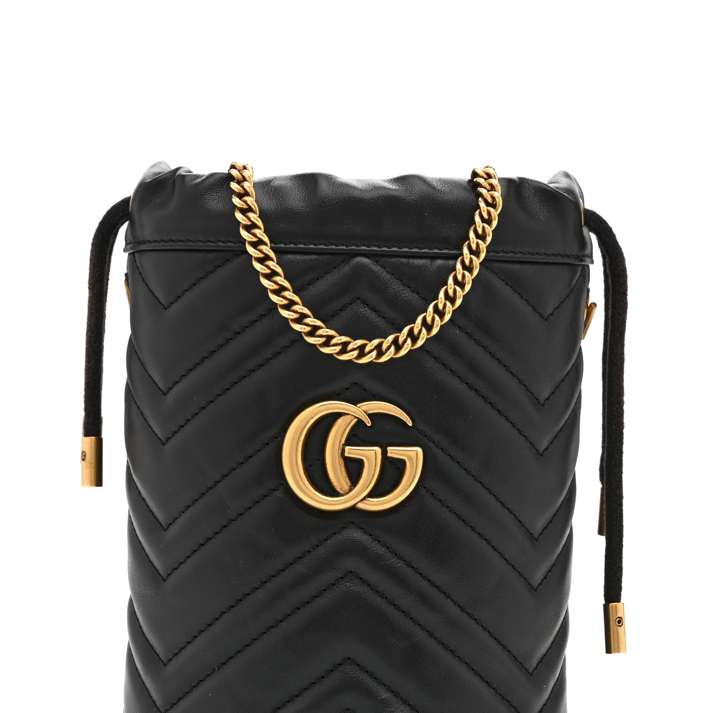Calfskin Matelasse Mini GG Marmont 2.0 Bucket Bag Black