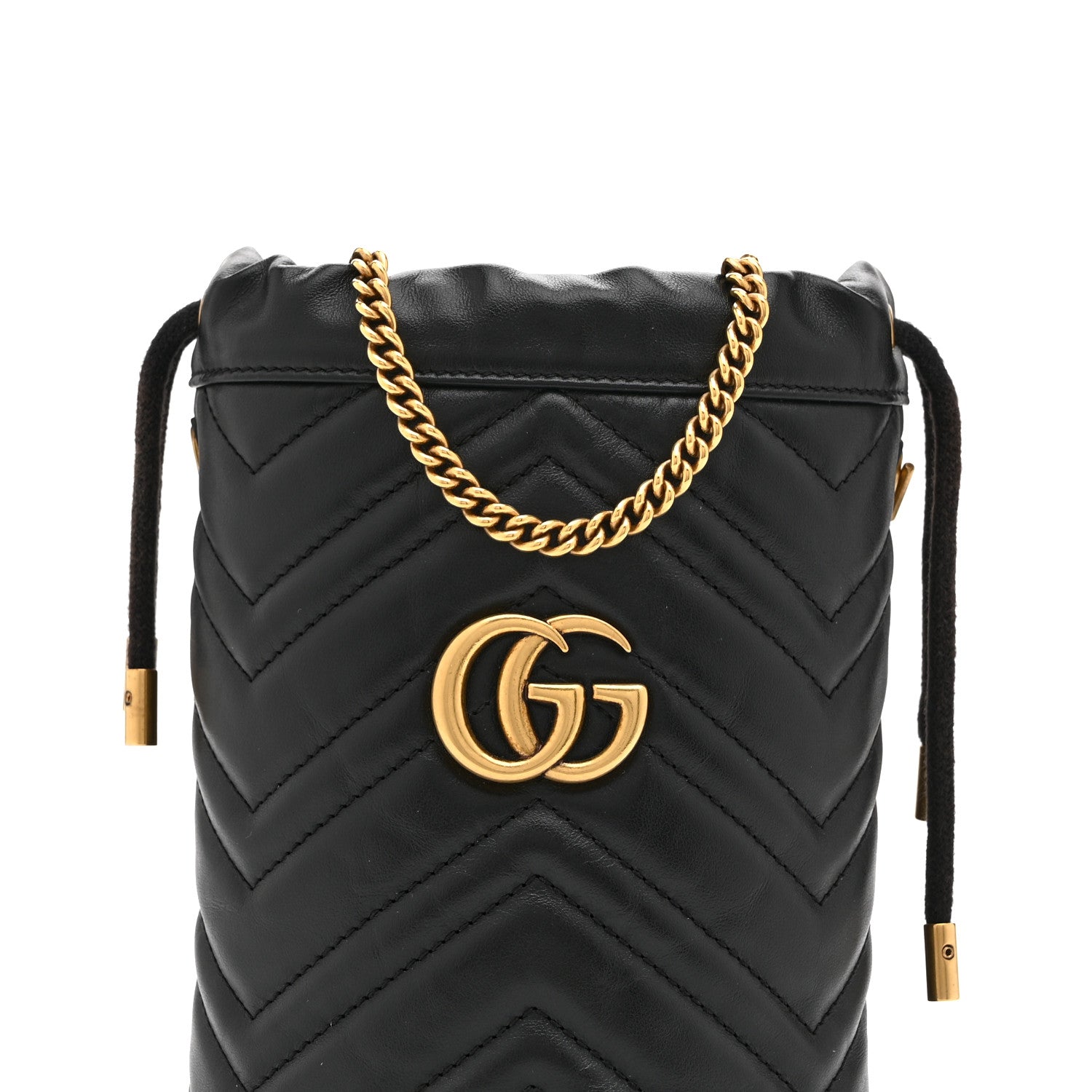 Gucci Calfskin Matelasse Mini GG Marmont 2.0 Bucket Bag Black 8 of 11