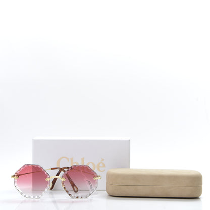 Chloe Rosie Bevelled Round Sunglasses CE142S Gold Gradient Coral 7 of 7
