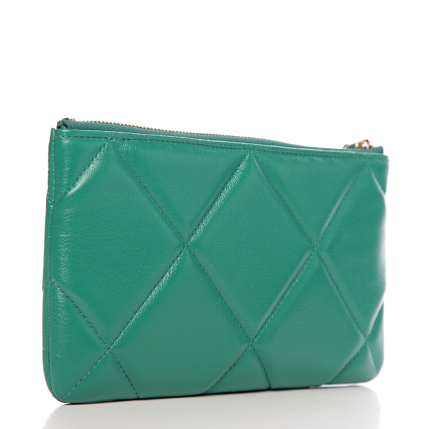 Goatskin Quilted 19 Cosmetic Case Green