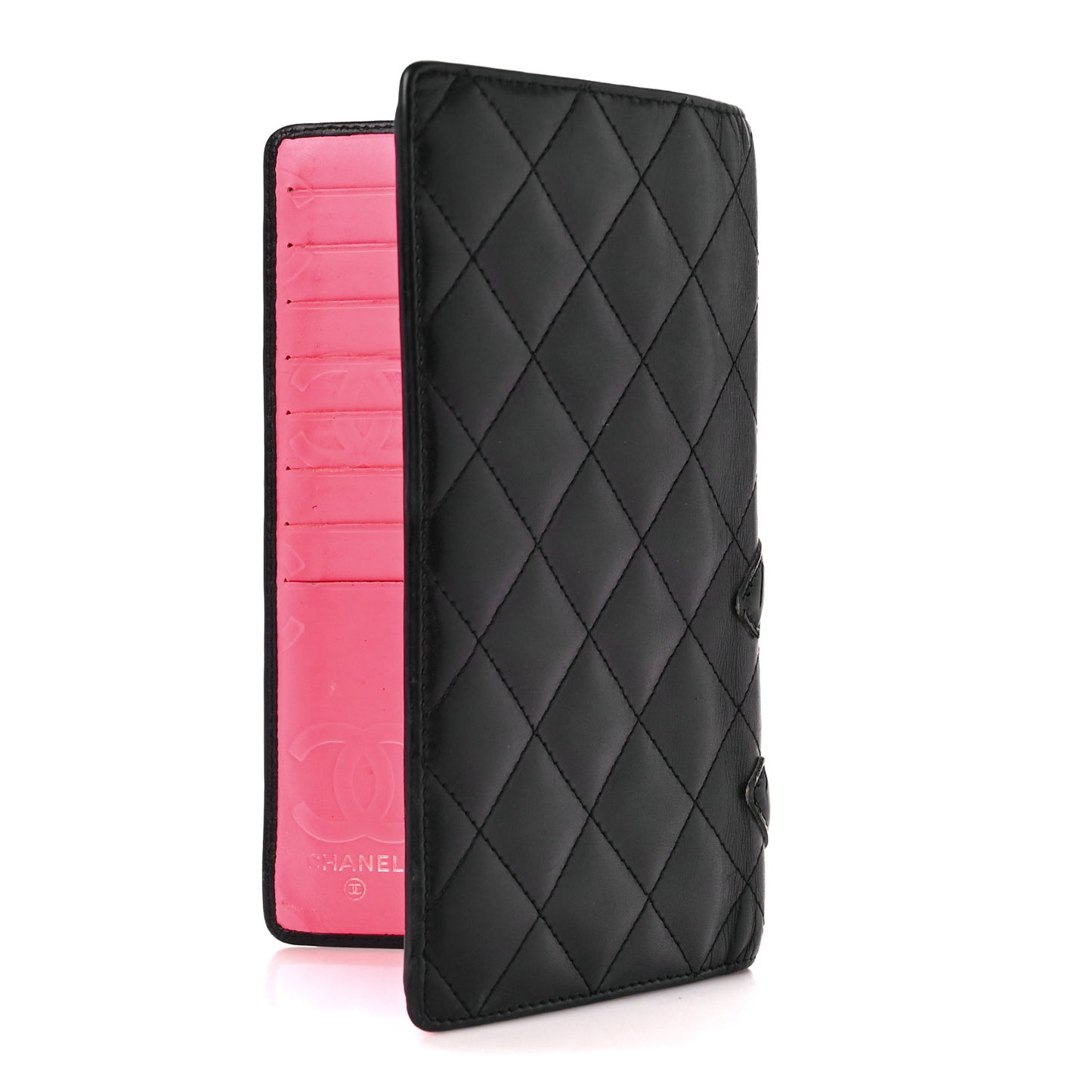 Calfskin Quilted Cambon Yen Wallet Black