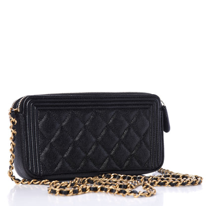 Chanel Caviar Quilted Small Boy Clutch With Chain Black 2 of 13