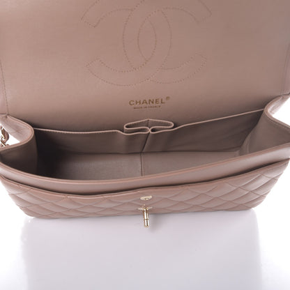 Chanel Lambskin Quilted Jumbo Double Flap Dark Beige 10 of 10