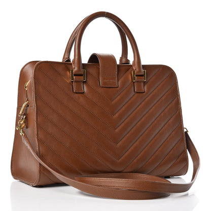 Saint Laurent Calfskin Matelasse Chevron Small Monogram Cabas Havane 3 of 12
