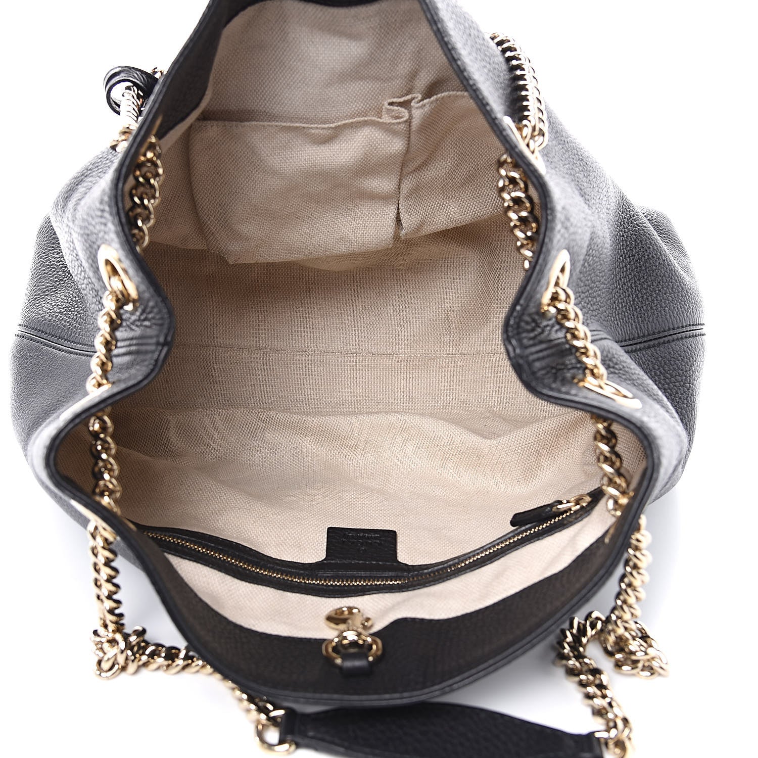 Gucci Pebbled Calfskin Medium Soho Chain Shoulder Bag Black 5 of 9