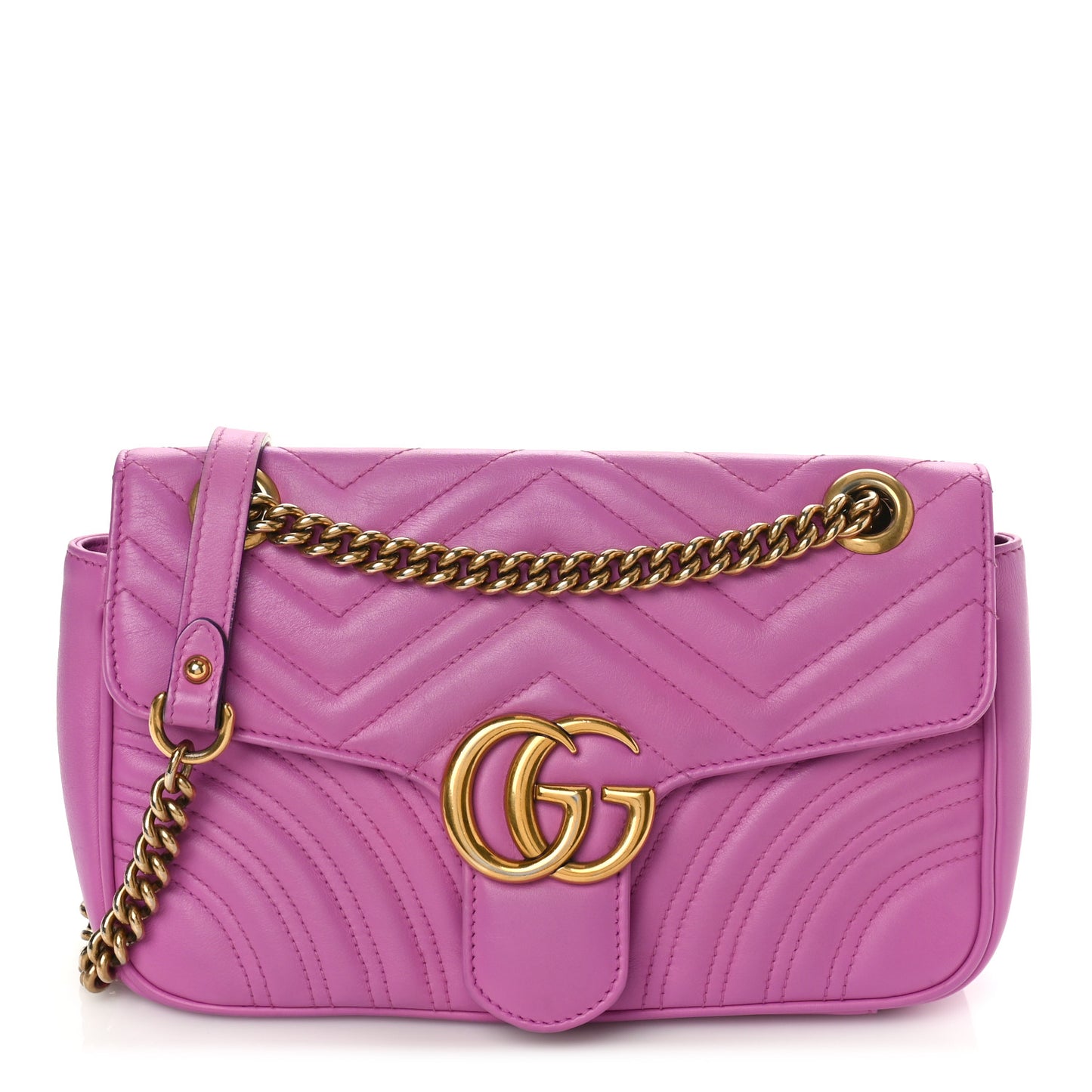 Calfskin Matelasse Small GG Marmont Shoulder Bag Candy Mousse