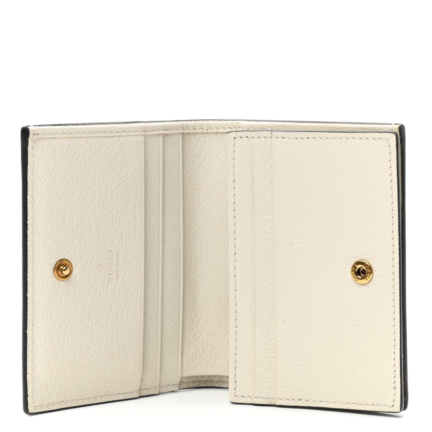 GG Supreme Monogram Web Queen Margaret Card Case Wallet Beige Mystic White