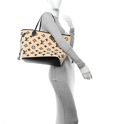 Louis Vuitton Cotton Monogram Embroidered Neverfull MM Beige Black 2 of 10