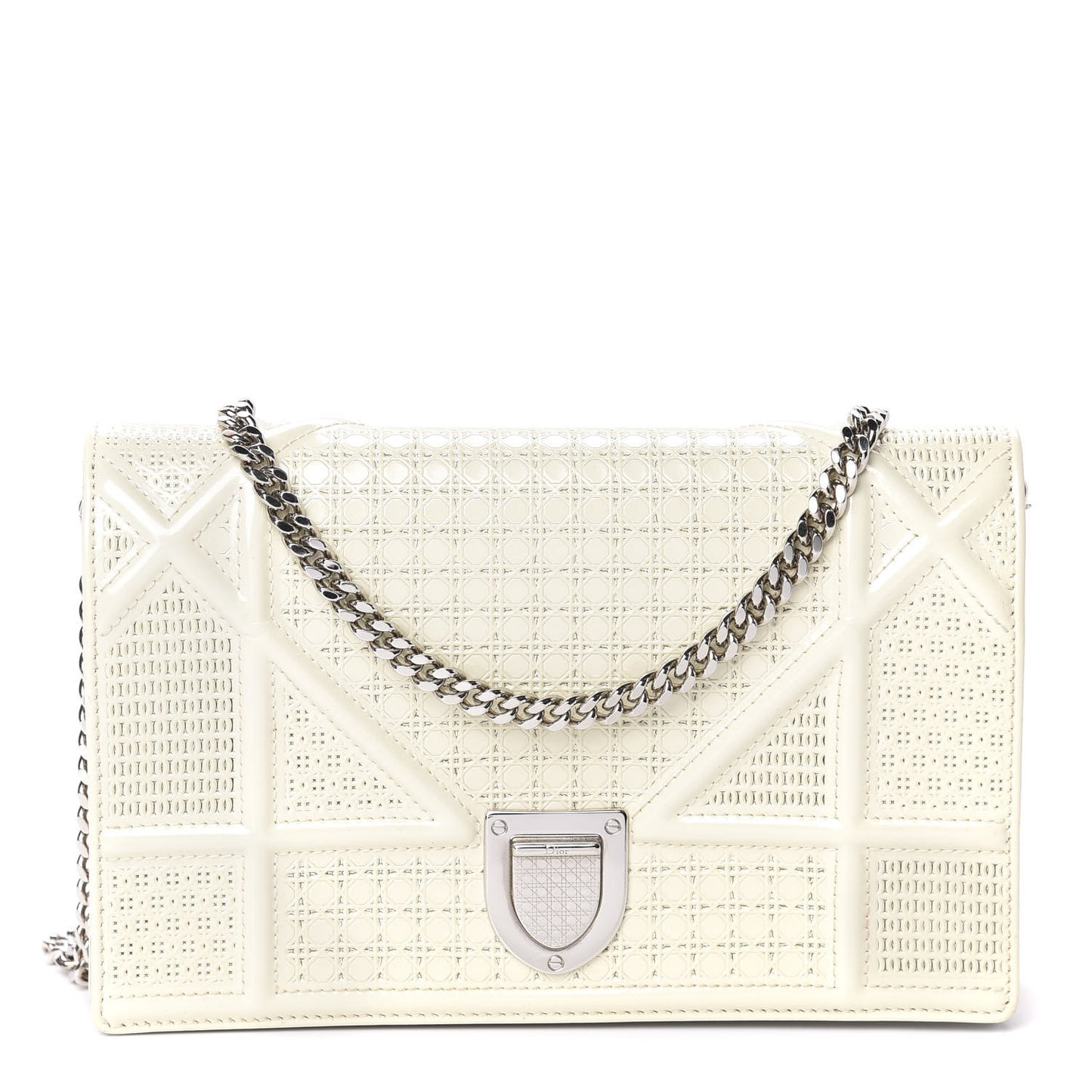 Patent Micro-Cannage Diorama Wallet on Chain Pouch White