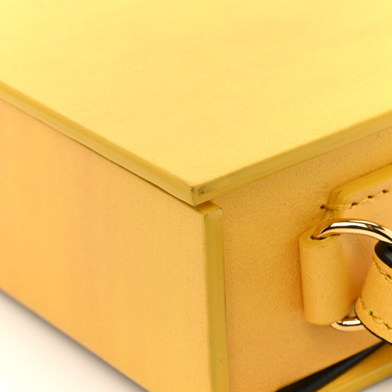 Fendi Vitello Fluffy Logo Horizontal Box Crossbody Bag Yellow Box