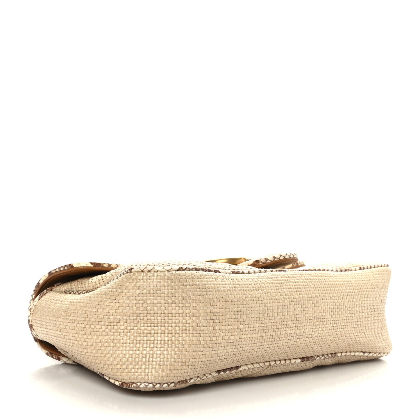 Raffia Elaphe Matelasse Small GG Marmont Shoulder Bag Natural Cream Brown
