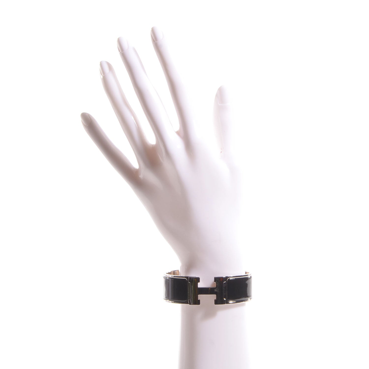 Hermes Enamel Wide Clic Clac H Bracelet GM Black 2 of 5