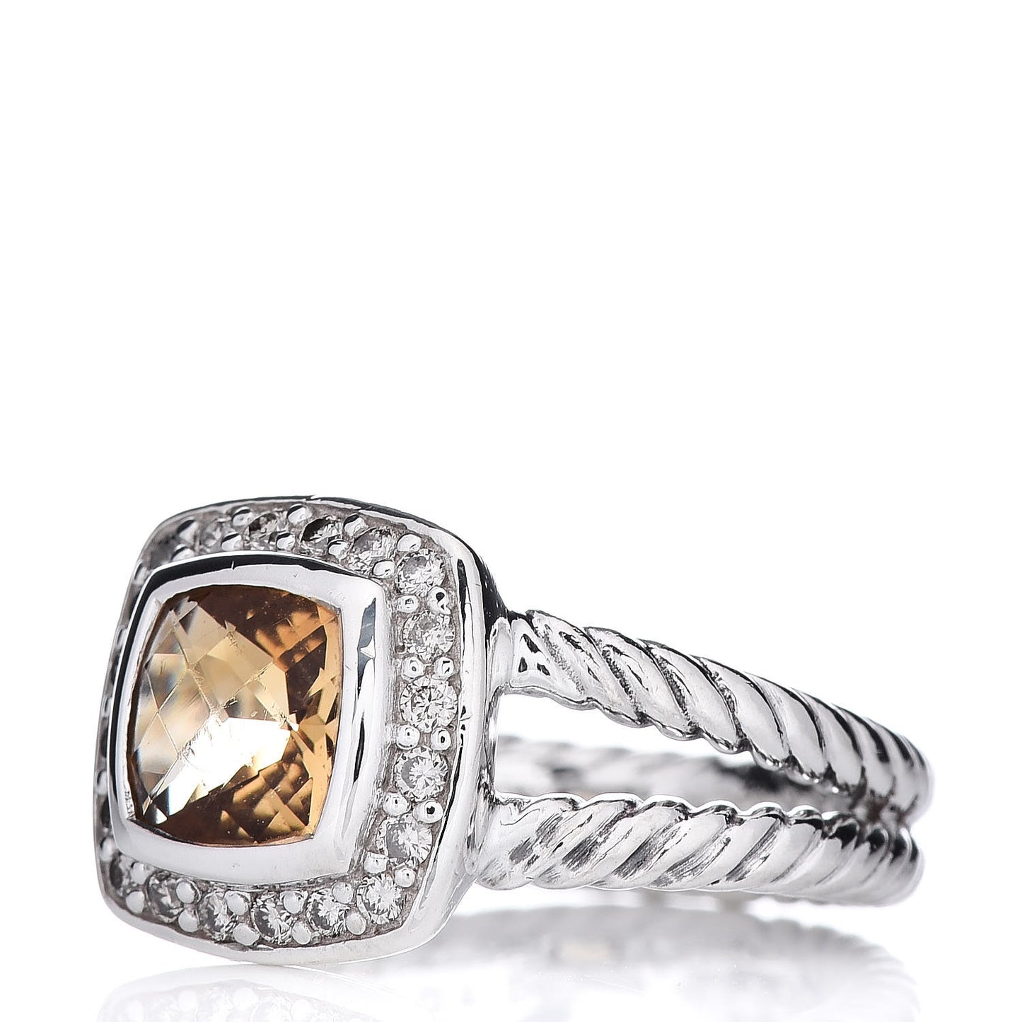 Sterling Silver Diamond Citrine 7mm Petite Albion Ring 49 4.75