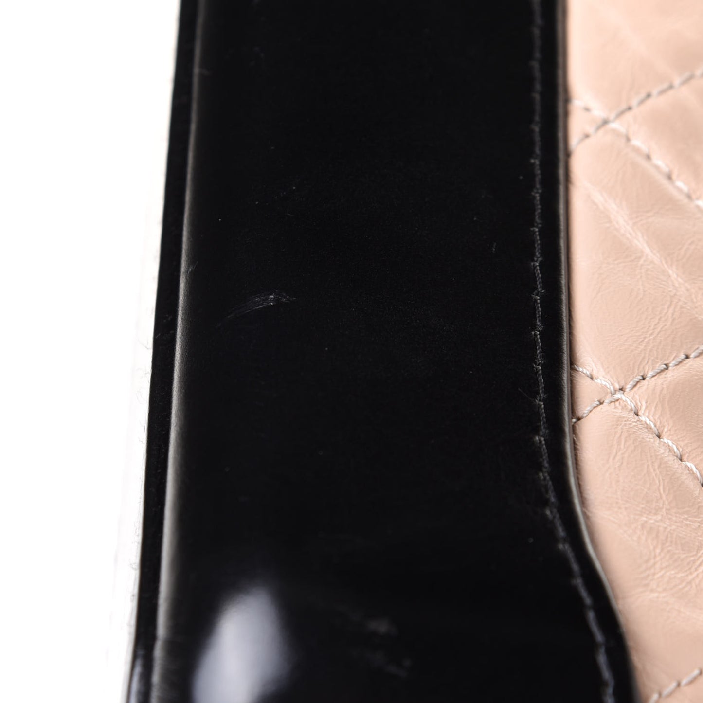 Aged Calfskin Quilted Small Gabrielle Hobo Beige Black
