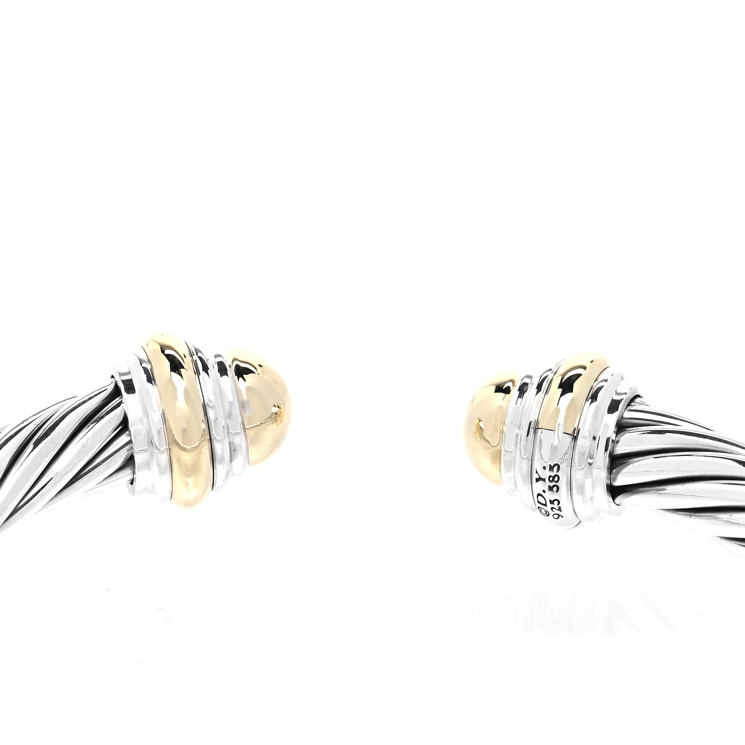 David Yurman Sterling Silver 14K Yellow Gold 7mm Cable Classics Bracelet 4 of 4