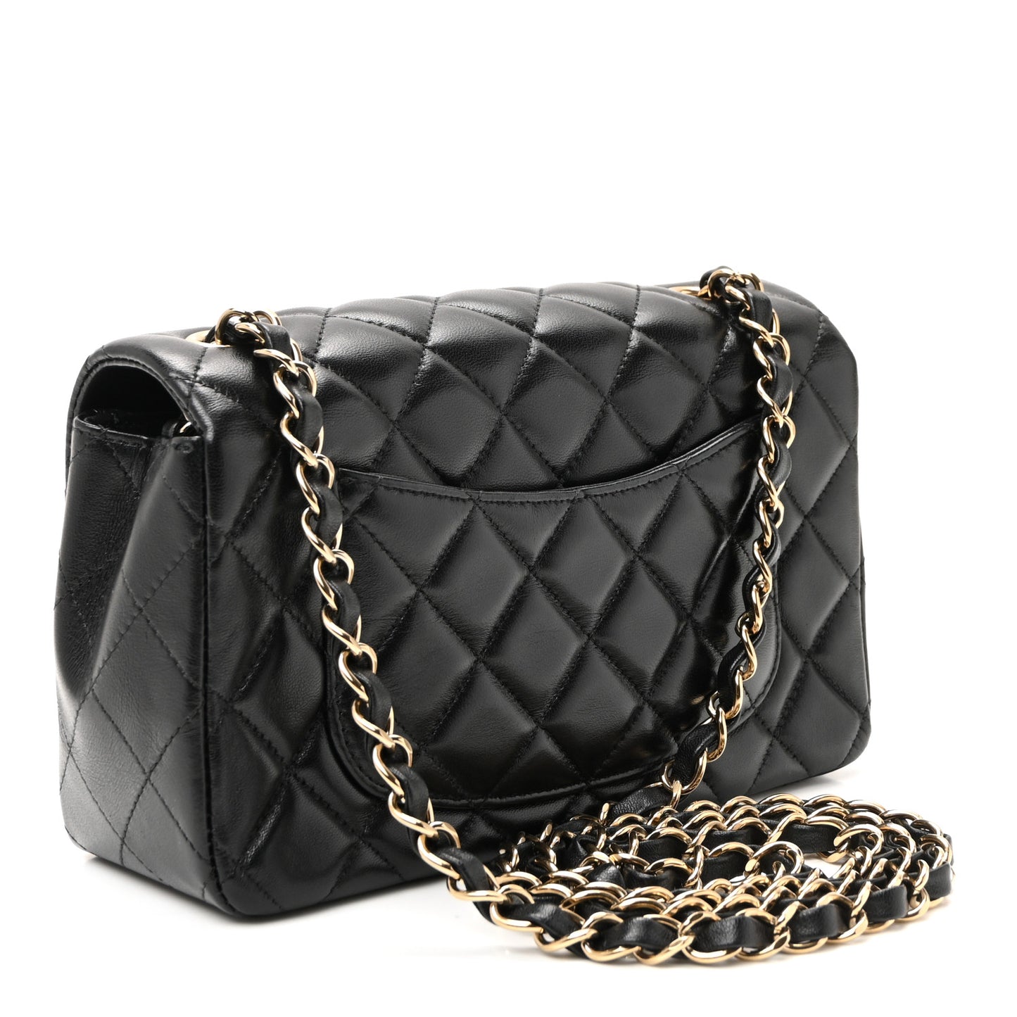 Lambskin Quilted Mini Rectangular Flap Black