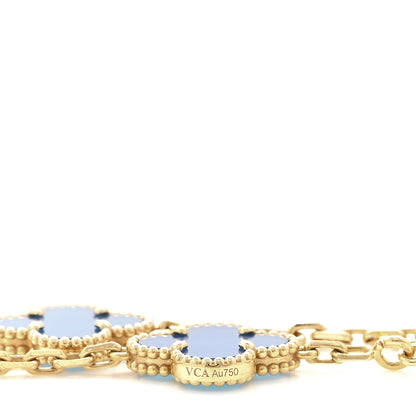 Van Cleef & Arpels 18K Yellow Gold Blue Agate 10 Motifs Vintage Alhambra Necklace 5 of 5