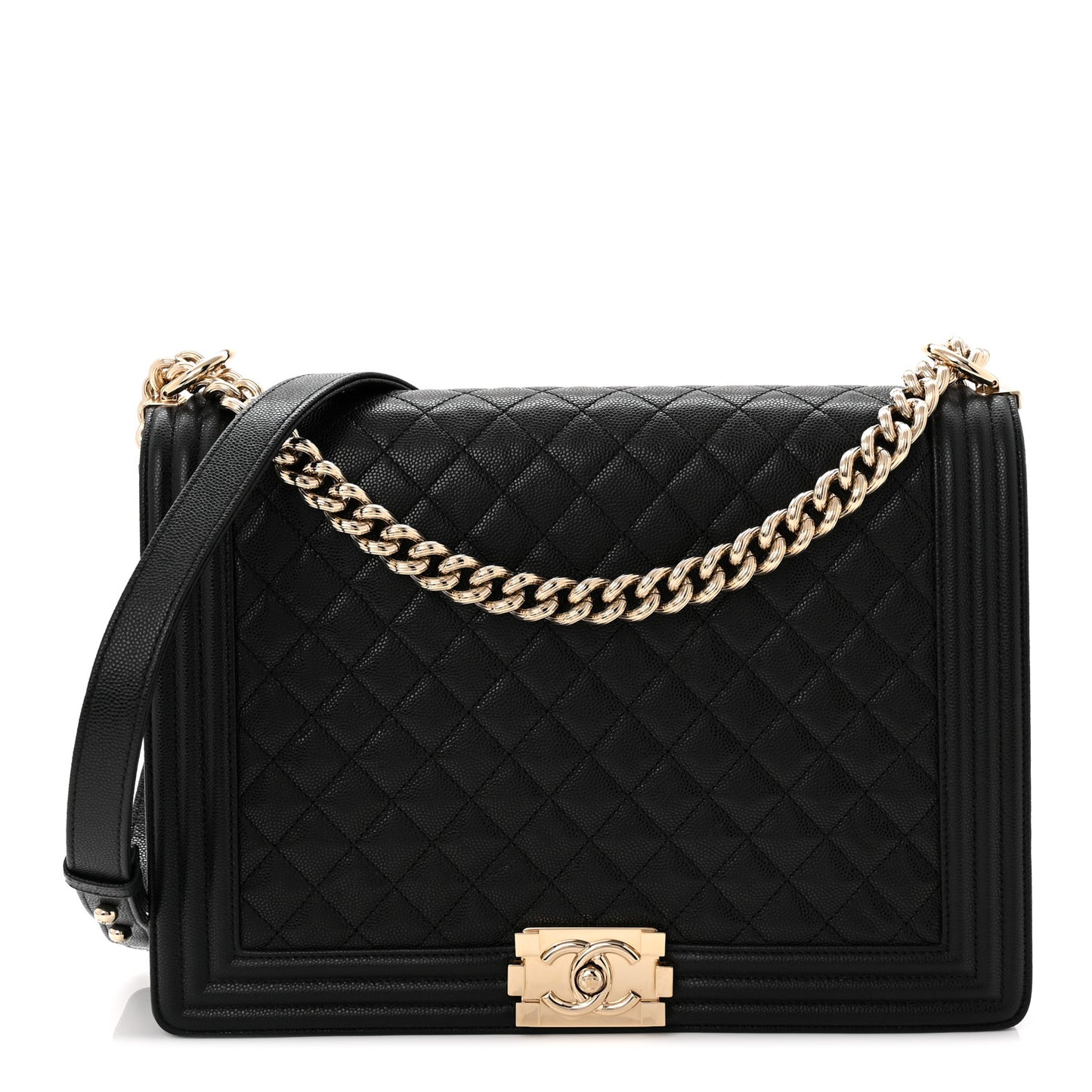 Caviar Quilted Large Boy Flap Black