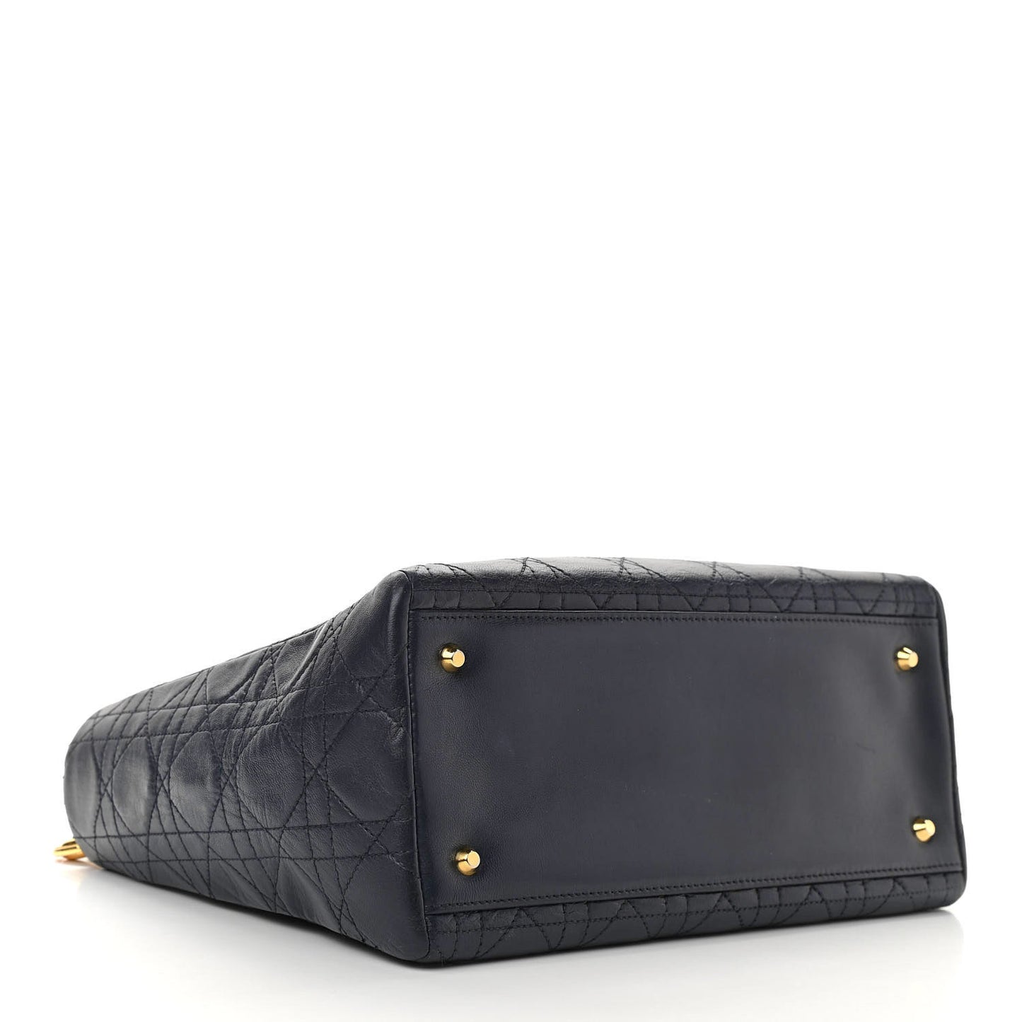 Lambskin Cannage Medium Lady Dior Navy Blue