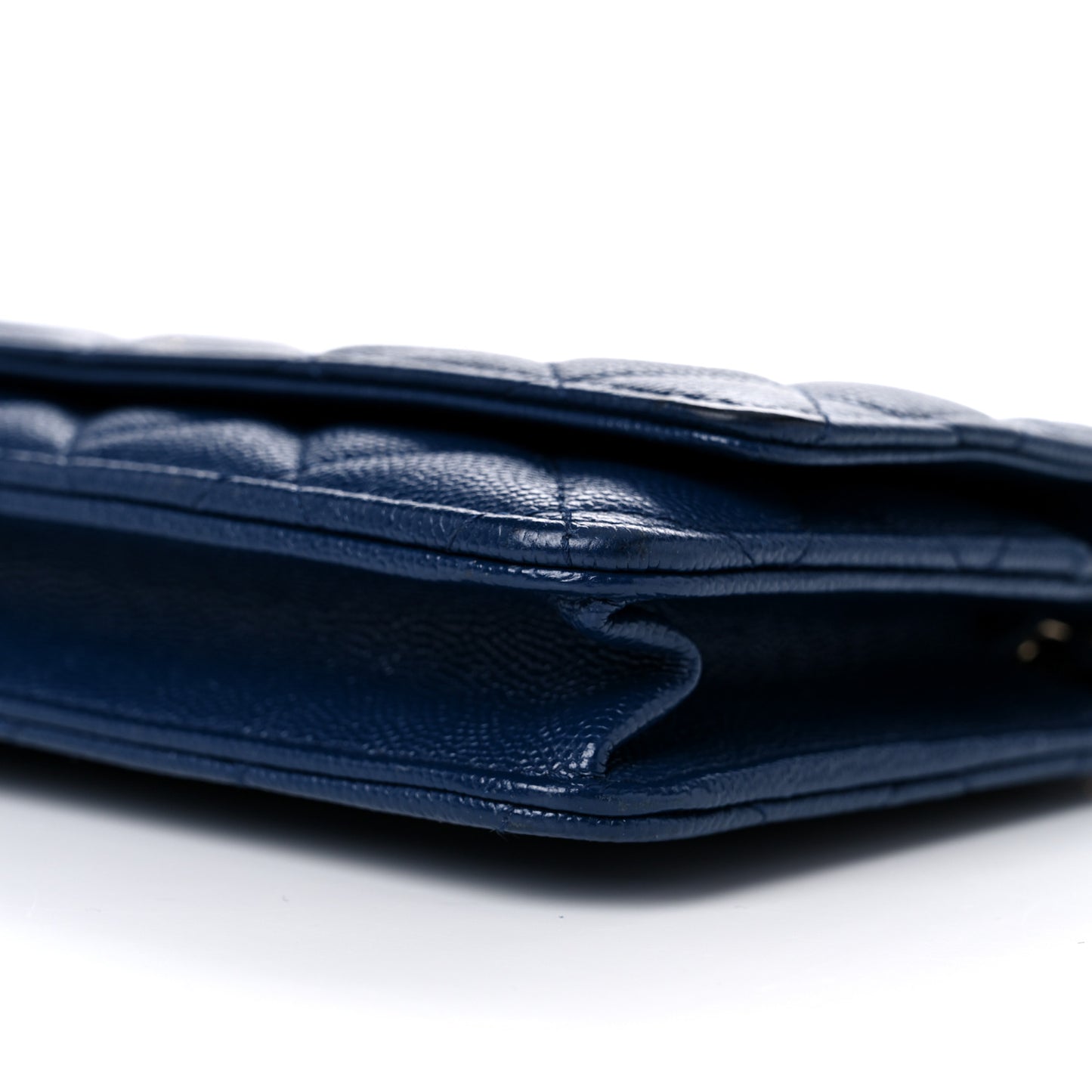 Caviar Quilted Wallet On Chain WOC Navy Blue