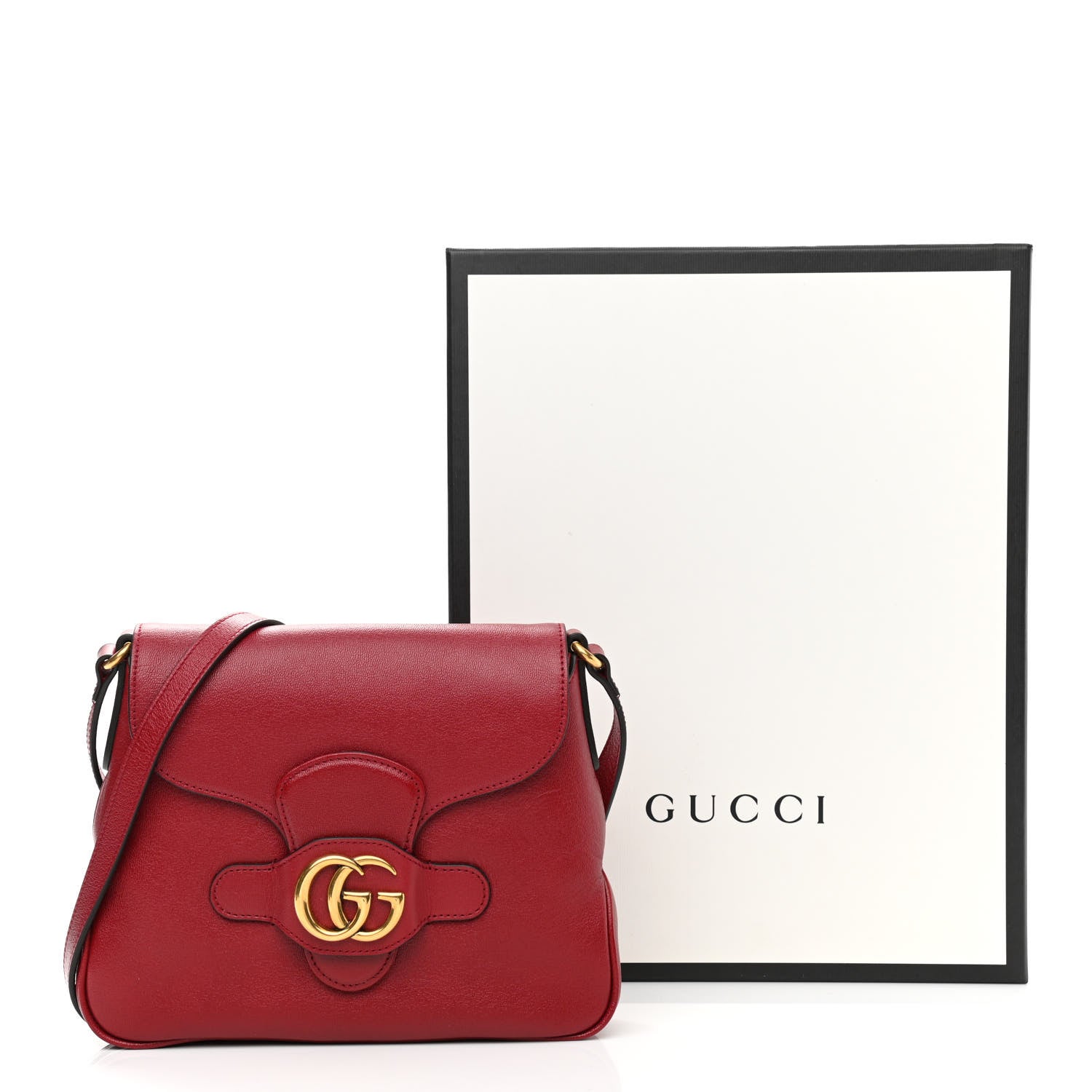 Gucci New Sakai Calfskin Lux Small Dahlia Messenger Shoulder Bag New Cherry Red 11 of 11