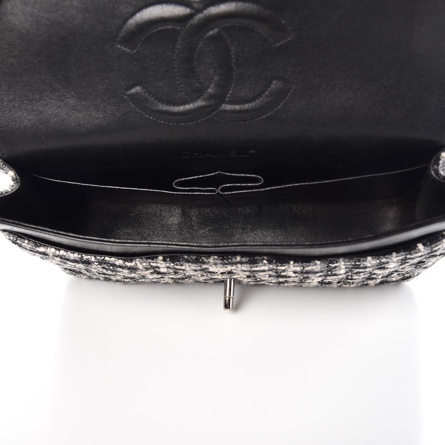 Chanel Tweed Medium Double Flap Black White 5 of 12
