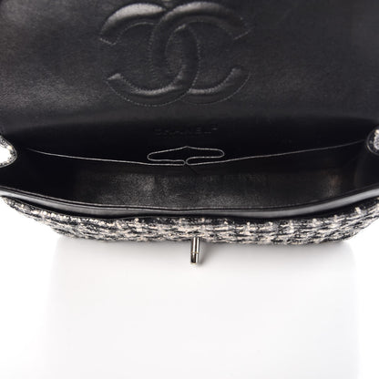 Chanel Tweed Medium Double Flap Black White 5 of 12