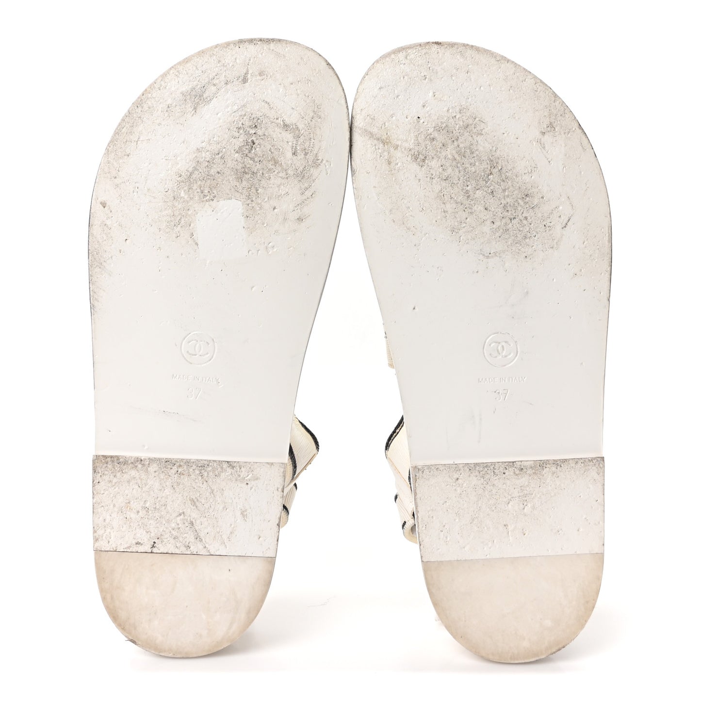 Calfskin Printed Velcro Dad Sandals 37 White Black