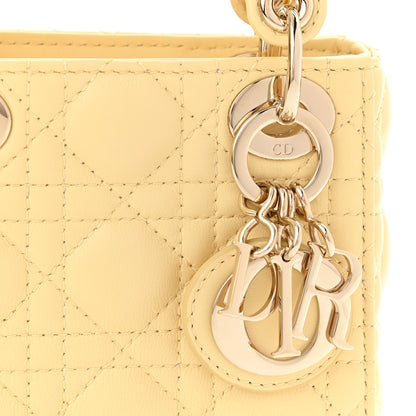 Christian Dior Lambskin Cannage Micro Lady Dior Soft Yellow 8 of 10