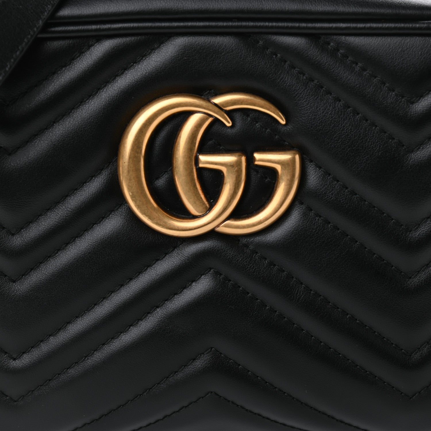 Gucci Calfskin Matelasse Small GG Marmont Chain Shoulder Bag Black 7 of 9