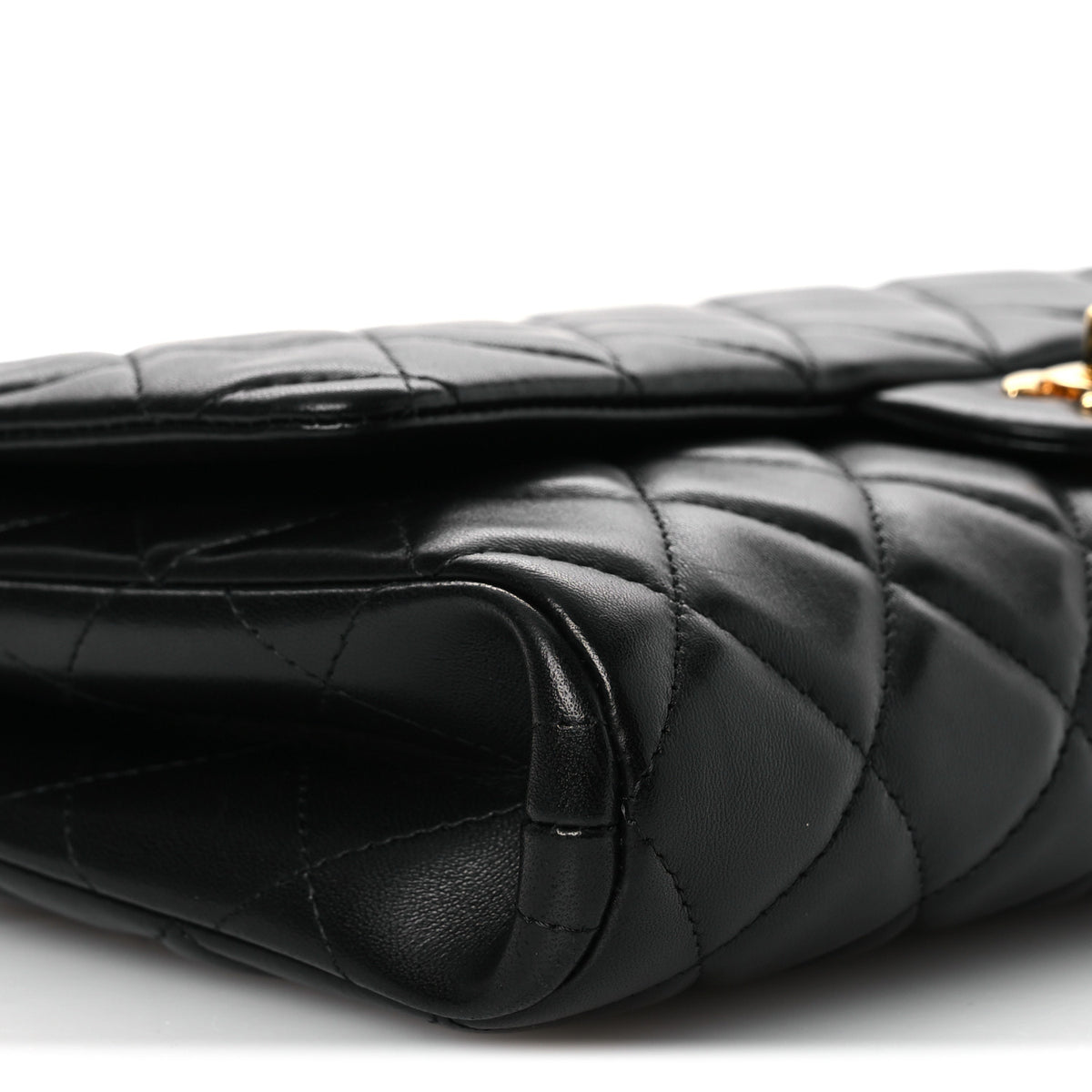 Lambskin Quilted Clutch with Chain Flap Black