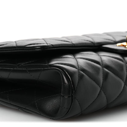 Chanel Lambskin Quilted Clutch with Chain Flap Black 9 of 10