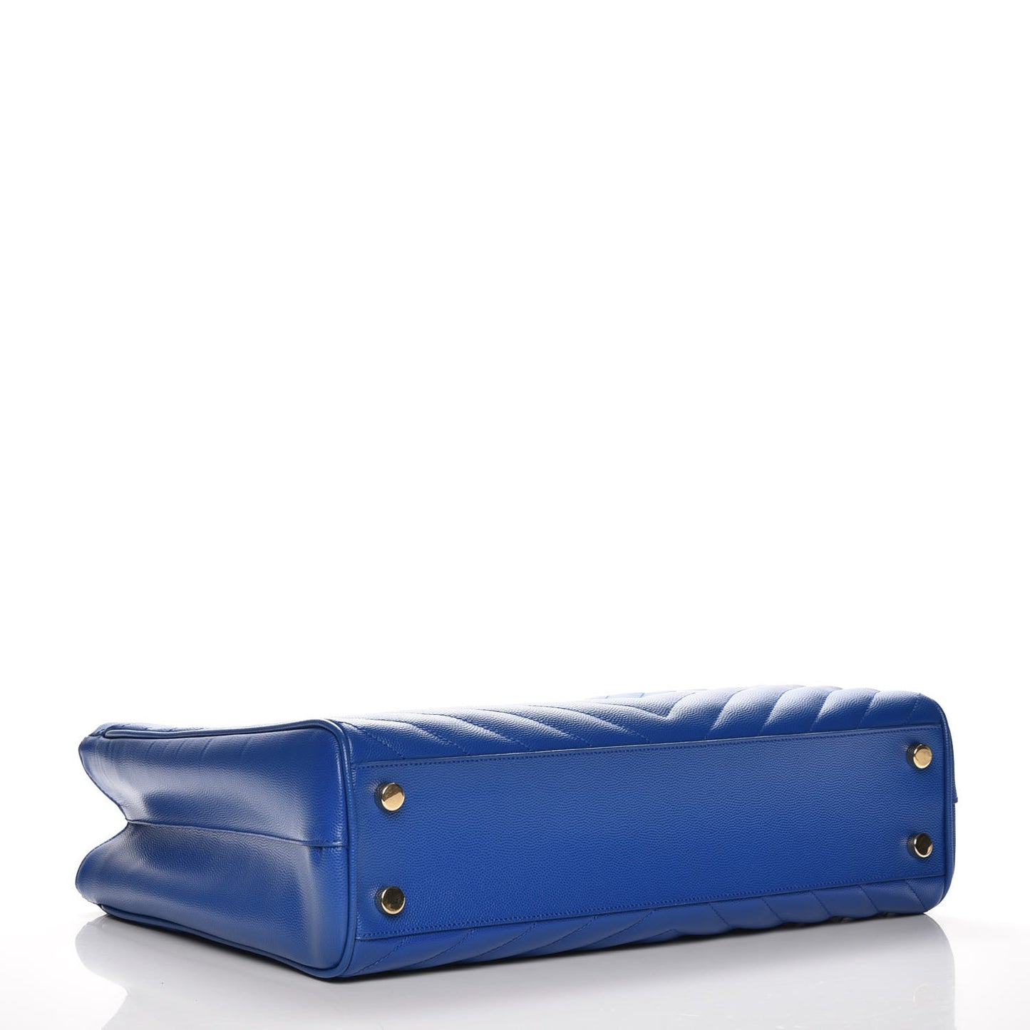 Grain De Poudre Matelasse Chevron Monogram Shopping Bag Blue Majorelle