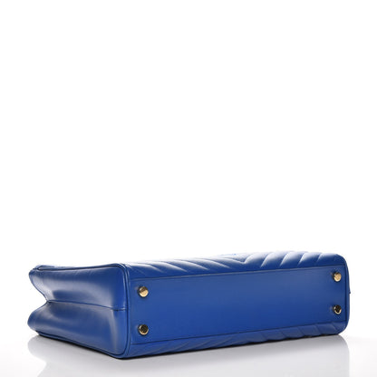 Saint Laurent Grain De Poudre Matelasse Chevron Monogram Shopping Bag Blue Majorelle 4 of 7