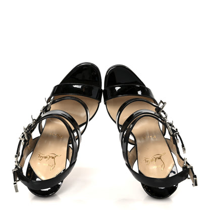 Christian Louboutin Patent Funky 120 Cage Sandals 37.5 Black 2 of 9