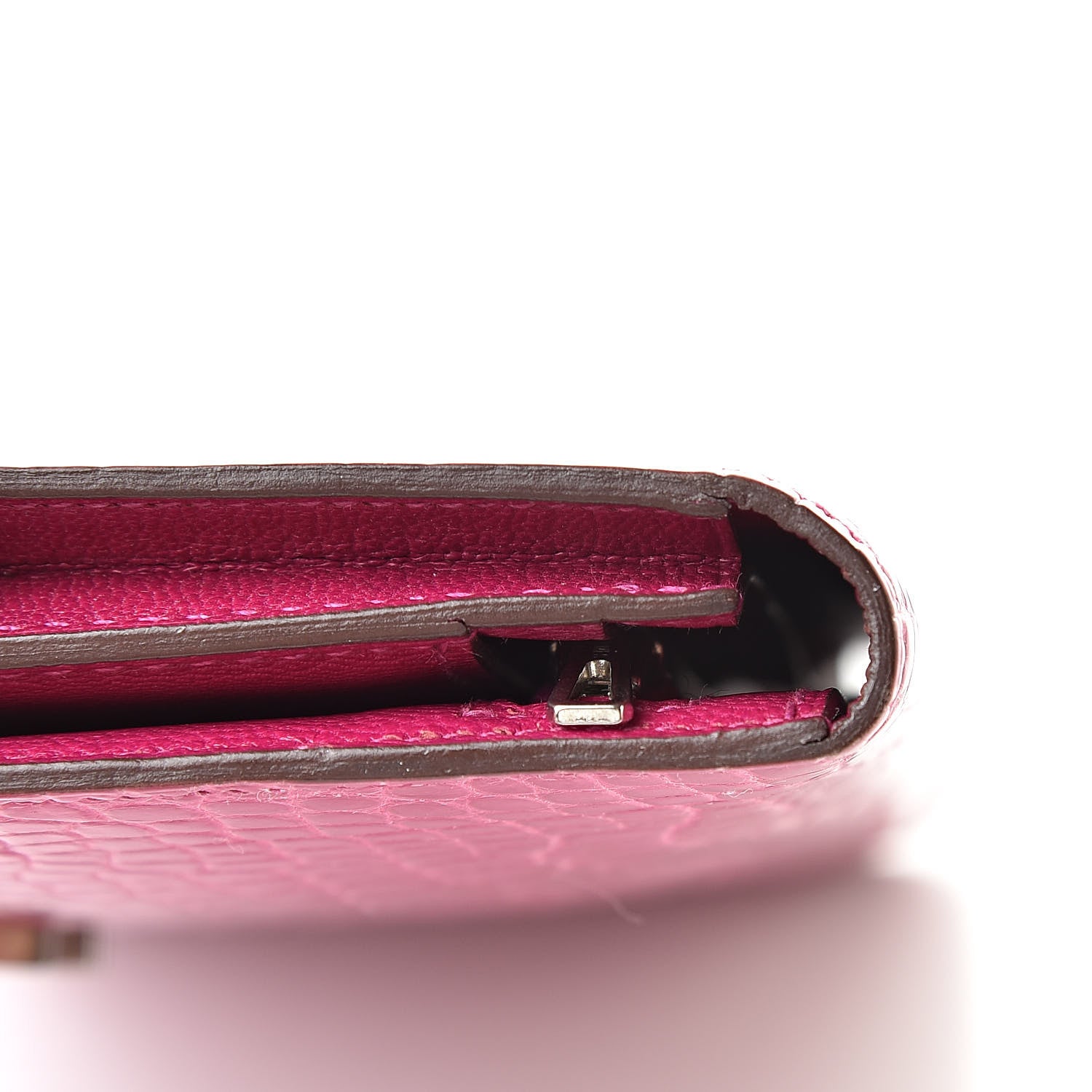 Hermes Shiny Alligator Bearn Wallet Rose Scheherazade 10 of 10