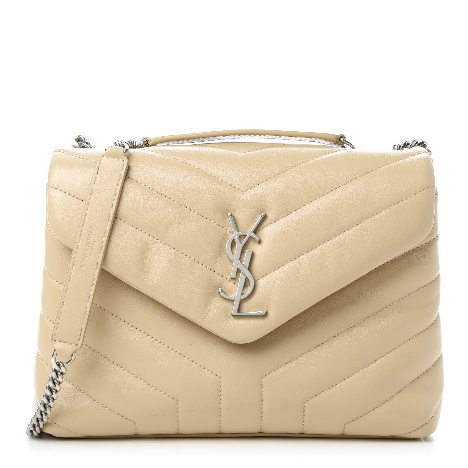 Saint Laurent Calfskin Y Quilted Monogram Small Loulou Chain Satchel Nude Powder 1 of 10