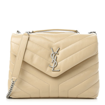 Saint Laurent Calfskin Y Quilted Monogram Small Loulou Chain Satchel Nude Powder 1 of 10