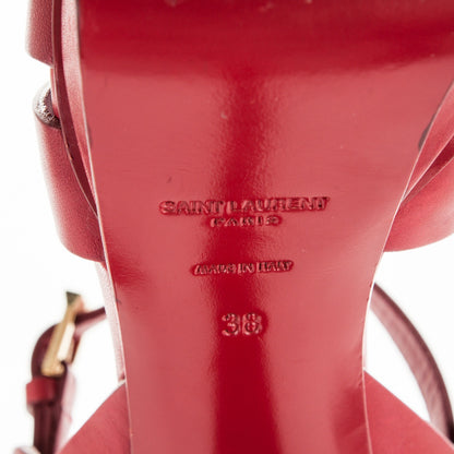 Saint Laurent Calfskin Tribute 105 Platform Sandals 38 Rouge Orient 6 of 9