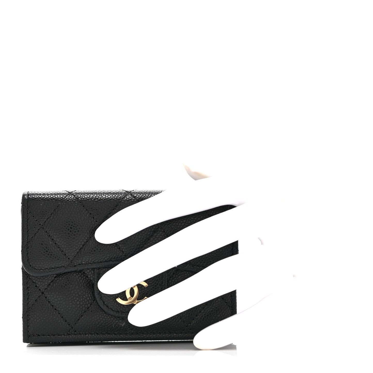 Caviar Quilted Double Flap Wallet Black