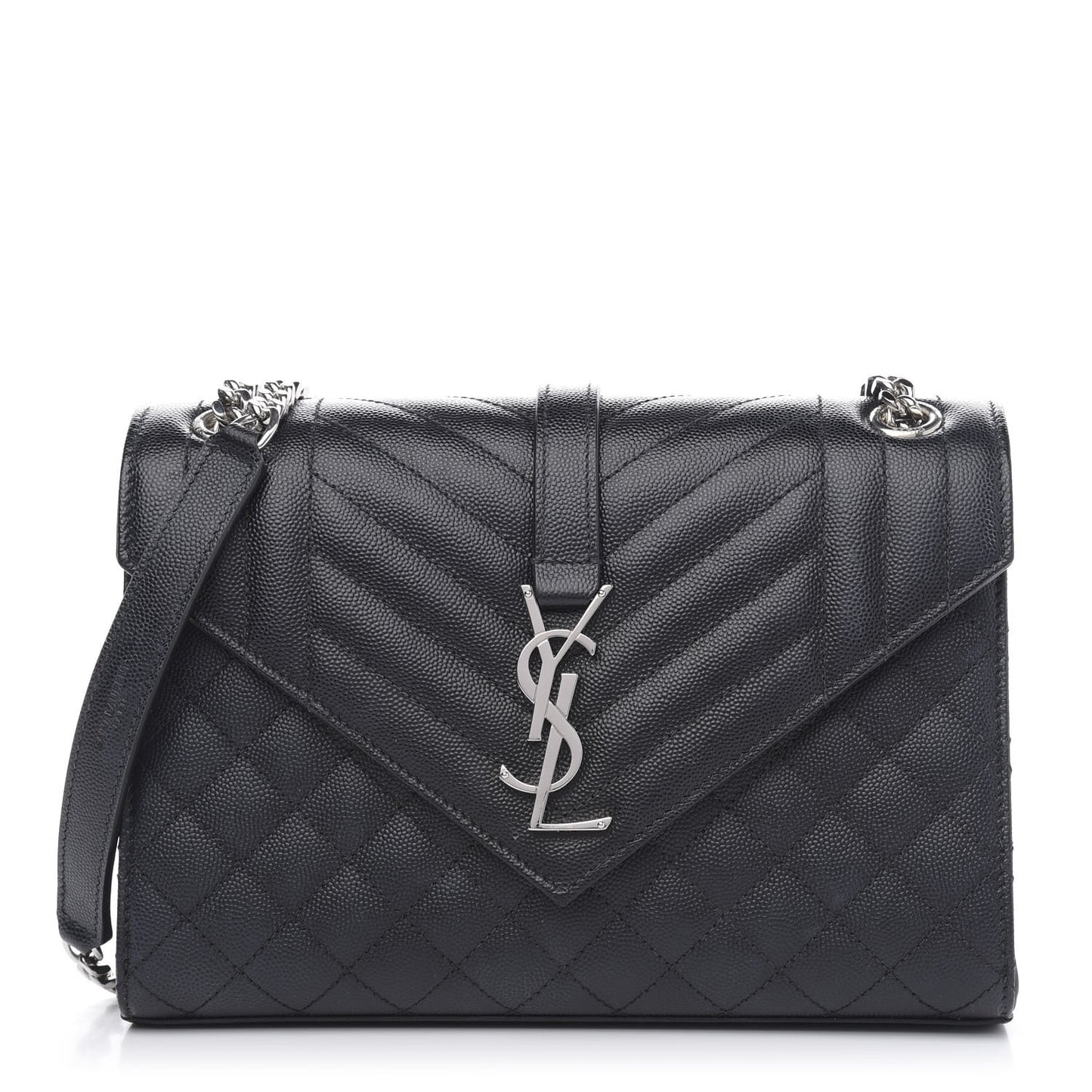 Grain De Poudre Textured Mixed Matelasse Triquilt Medium Monogram Satchel Black