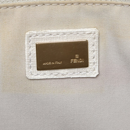 Fendi Zucca Spalmati Floral Embroidered Large Roll Tote White 6 of 13