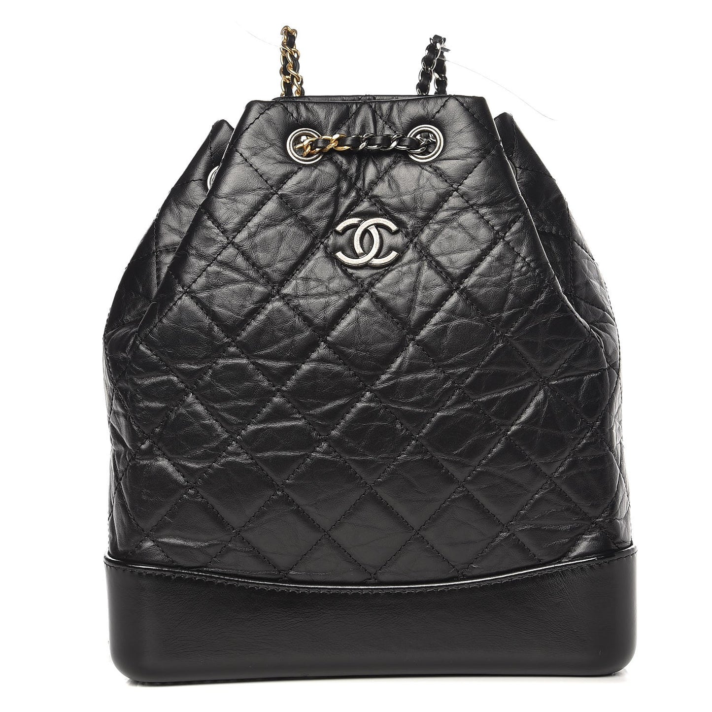 Aged Calfskin Quilted Small Gabrielle Backpack Black