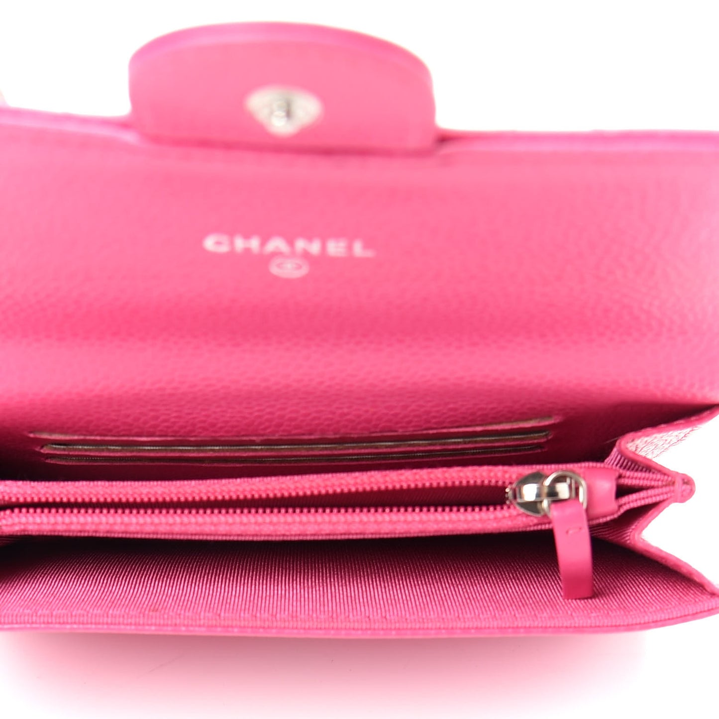 Caviar Quilted Small Flap Wallet Pink