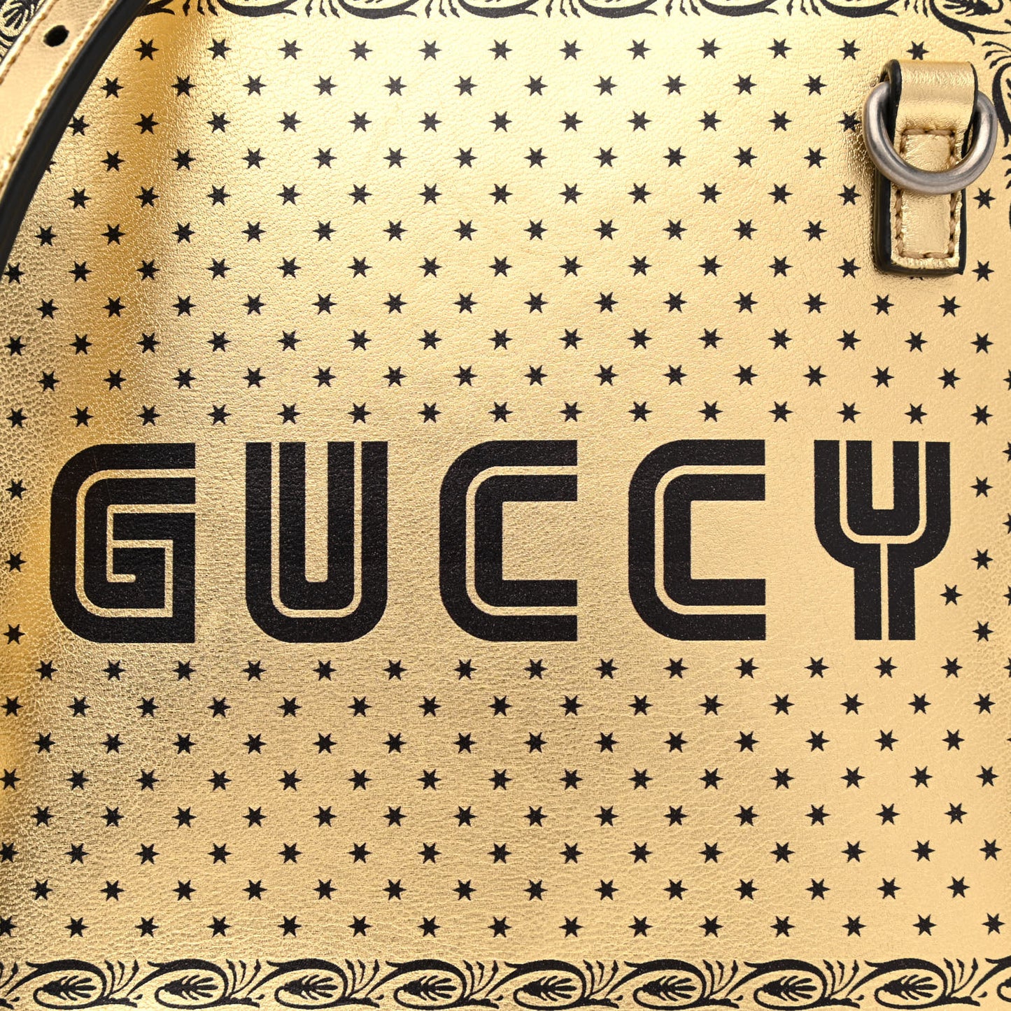 X SEGA Calfskin GUCCY Stars Mini Dome Shoulder Bag Gold