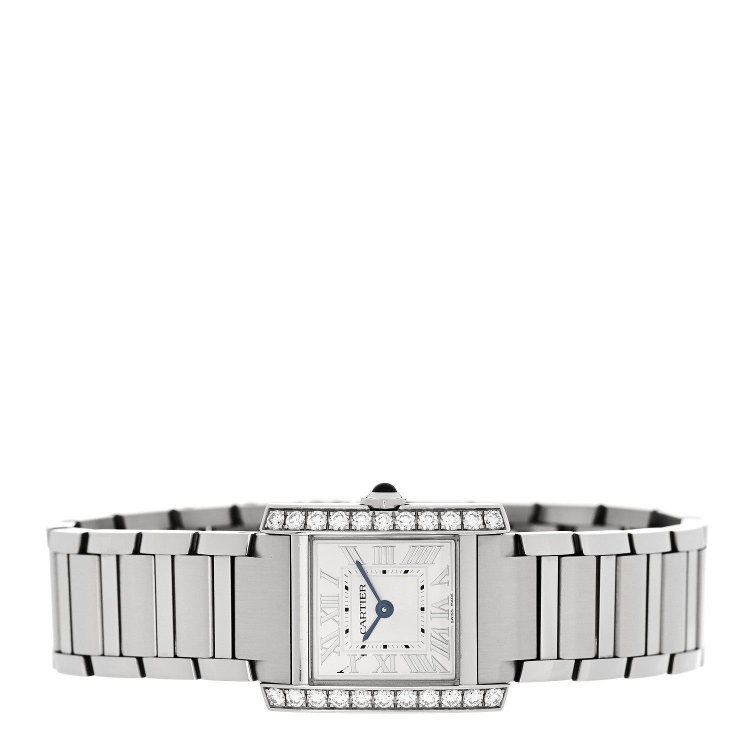 Cartier Stainless Steel Diamond Bezel 21mm Tank Francaise Quartz Watch Silver 2 of 5