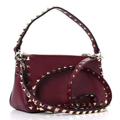Valentino Garavani Pebbled Calfskin Small Rockstud Flip Lock Shoulder Bag Cerise 3 of 9