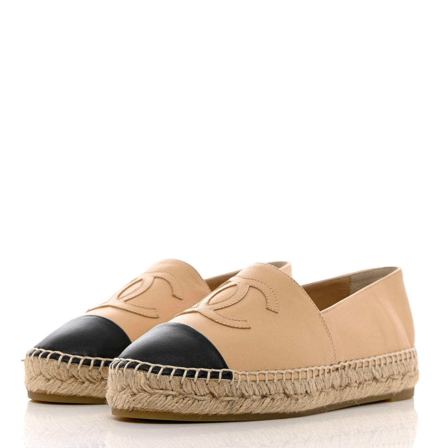 Lambskin CC Espadrilles 37 Beige Black