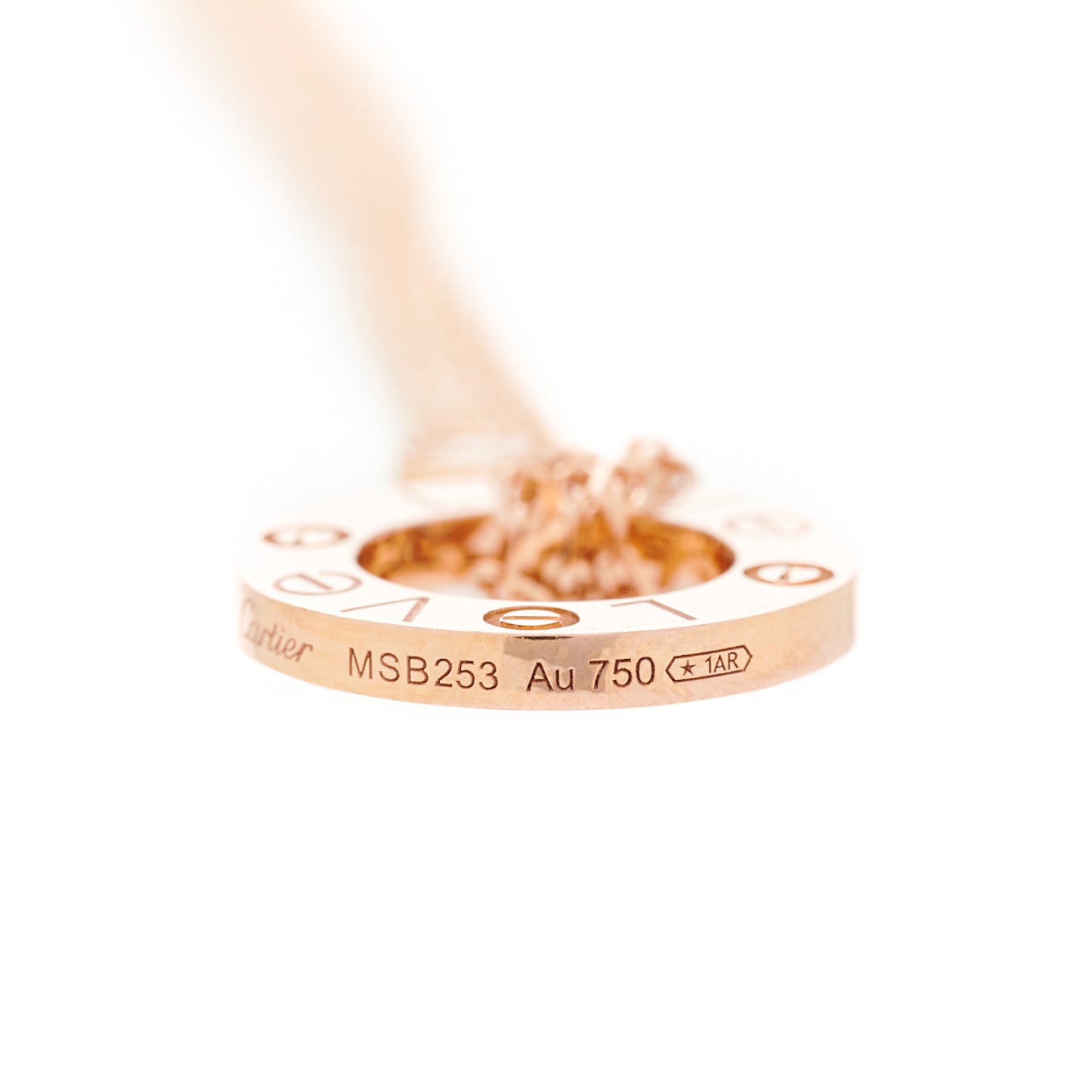 18K Pink Gold 2 Diamond LOVE Necklace