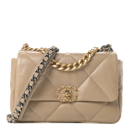 Chanel Lambskin Quilted Medium Chanel 19 Flap Dark Beige 1 of 12